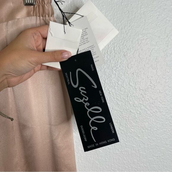 Vintage Suzelle 100% Silk Wide Leg High Waisted Slit Leg Light Pink Pants - Picture 3 of 5